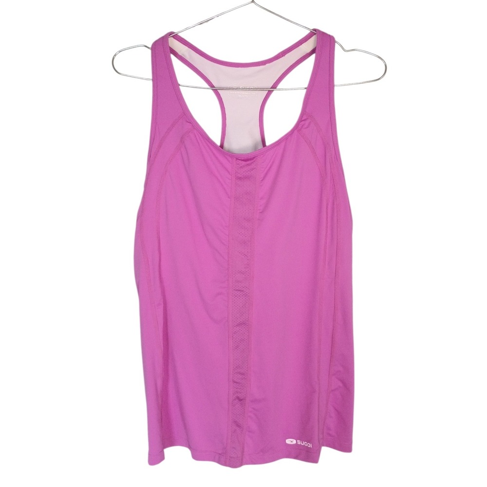 Sugoi Womens 2XL Pink Racerback Top Built In Bra Pro Fit Athletic Running NEW